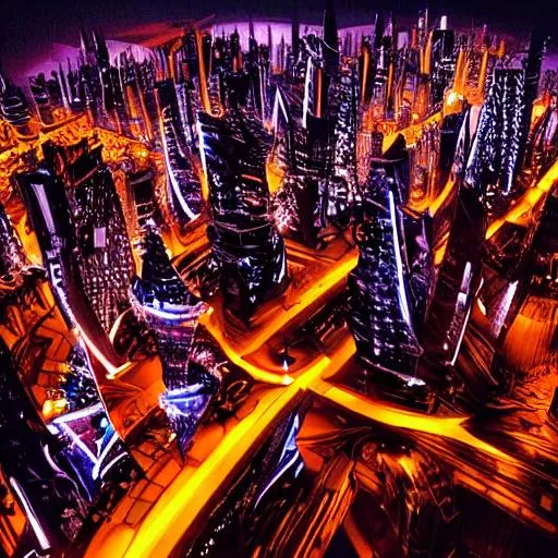 Prompt: futuristic city's at night 