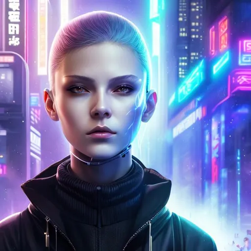 Prompt: cyber punk. mysterious man. insanely beautiful. perfect anatomy. symmetrically perfect face. beautiful long black. beautiful amber eyes. hyper realistic. super detailed. soft colours. no extra limbs or hands or fingers or legs or arms. standing on the street. pale skin. smooth texture. realism. smoke effects. full body. 