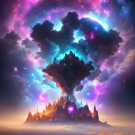 beautiful fantasy painting of space nebula, castle o... | OpenArt