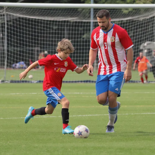 Prompt: footballer kid playing football with his dad but his dad dies