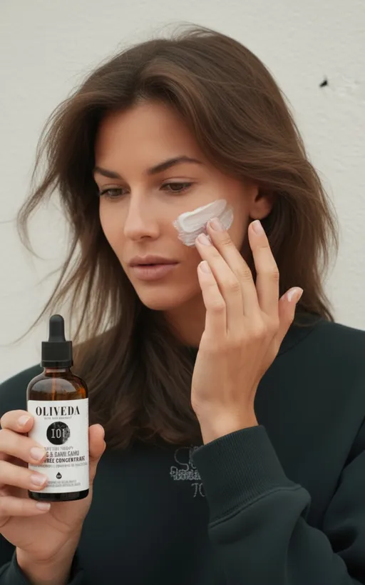 Prompt: @marijane is robbing the cream on her face 