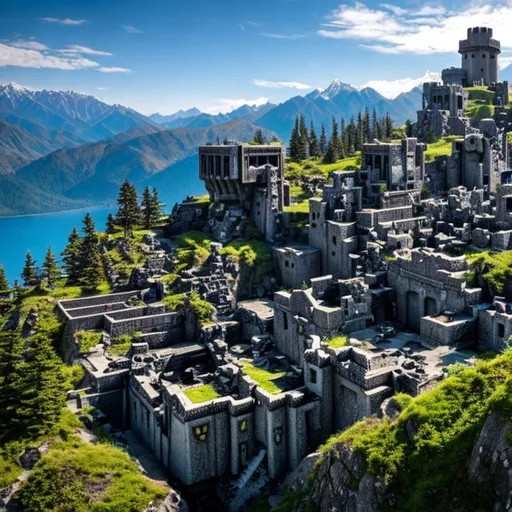 Prompt: Abandoned Dwarven fortress. Heroic Fantasy.