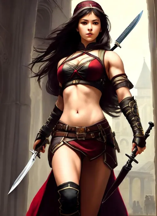 Prompt: Female assassin with a knife, (1girl:1.2), Rembrandt, (((Masterpiece))), ((((Whole Full Body in the Frame)))), ((((Perfect Anatomy with 8 Life Size))), ((photo quality)), 16k Resolution, Highly Realistic, Extremely Sweet and Cute and Beautiful Face, (((Beautiful high photorealistic style Woman running))), ((muscular)), ((fit)), ((Full covered white tunic)), cinematic light, (((fantastical moonlight in the sky full of stars ancient Greek city and ruins background))), ((depth of field)), ((clean detailed faces)), fractal isometrics details bioluminescence, intricate clothing, analogous colors, Luminous Studio graphics engine, trending on artstation Isometric Centered hyperrealist cover photo awesome full color, gritty, glowing shadows, high quality, high detail, high definition,  slim waist, nice hips, medieval clothing, night time, mask
