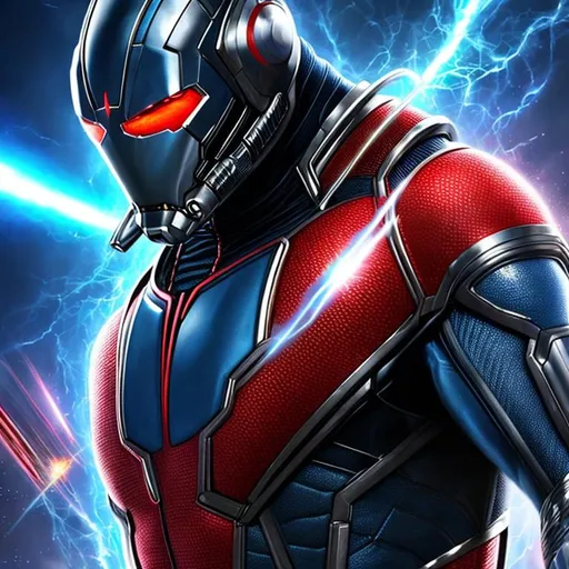 Prompt: High resolution hyperrealistic dynamic image of hank-pym-ant-man merged with captain-universe, symmetrical detailed photorealistic face, highly detailed, cinematic, uhd, hdr, 64k