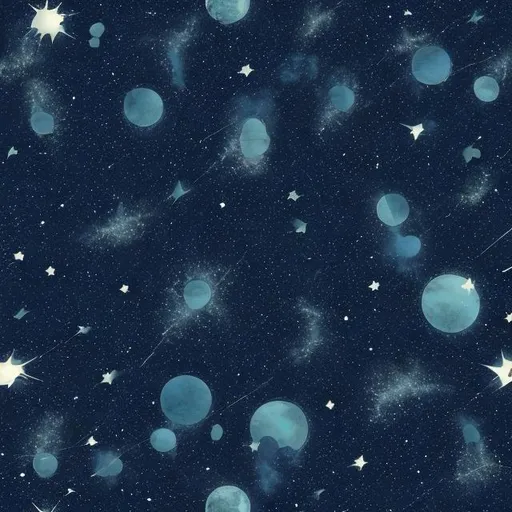 Prompt: dark blue background with comet constellations and milky way pattern