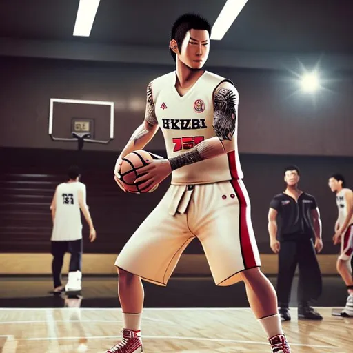 Prompt: Yakuza basketball player