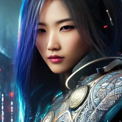 Prompt: Photorealistic woman, beautiful, long hair, Asian, cyberpunk, full body pose, symmetrical face, scenic, epic Instagram, artstation, hyperdetailed intricately detailed , unreal engine, intricate detail, splash screen, complementary colors, concept art, 8k, deviantart masterpiece, oil painting, heavy strokes, splash arts, dim lighting