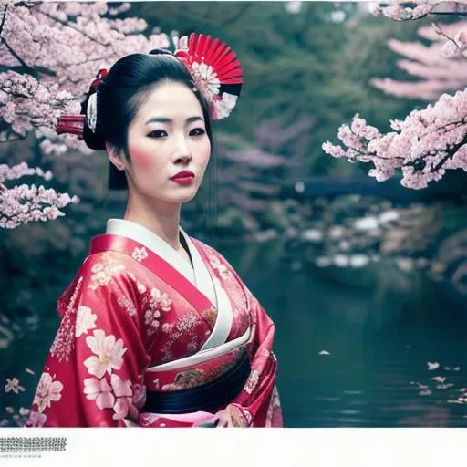 Prompt: A pretty and colorful Japanese Geisha woman with feathers, in the style of Flowers pink and scarlet red, cherry blossom trees background, realistic and hyper – detailed renderings, stefan gesell, aztec art, machine aesthetics, uhd image, dark white and turquoise, morbid, grim dark, wet, dark, very detailed, rendered in octane, wet, dense atmospheric, epic, dramatic, photorealistic, hyper ornate details, clear and sharp, only one person, only one face, Art by Stanley Artgerm Lau, Art by Genzoman, Art by Joe Madureira, Art by BlushySpicy, Art by Stjepan Sejic, Art by J Scott Campbell, Art by Guillem March, Art by Citemer Liu, Art by Kenneth Rocafort, 4k, High resolution, Comic book, Comic book character, Comic, High quality, Super high quality model, Production cinematic character rendering, Vivid, Highly detailed, Epic, Intricate, Cgsociety trending, Centered, Minidemo, Thoughtful, Intricate details, Ink cloud, Splash, Expansive, Elegant, Intricately detailed, Concept art, 8k, photo illustration by Marton Bobzert, Maximalism, Volumetric lighting, Natural light, Professional photography, calligraphy, Intricate gouache by Jean Baptiste Monge, photorealistic masterpiece by Aaron Horka and Jeremy Mann, Photorealistic, Masterpiece, 8k resolution, Ink flow, alberto seveso art, detailed gorgeous face, Perfect body proportions, super detailed art photo