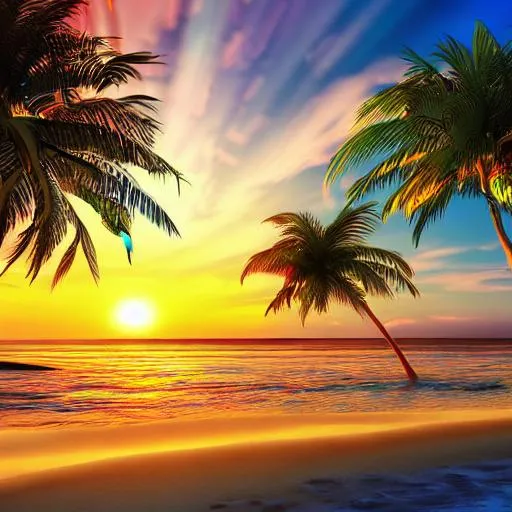 Prompt: 4k chill sunset
 beach background digital art and detailed
