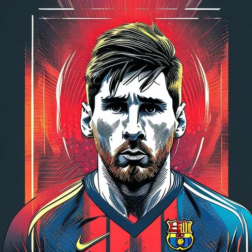 Prompt: Retro comic style artwork, highly detailed messi, comic book cover, symmetrical, vibrant