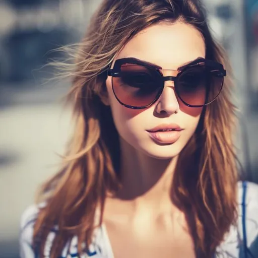 Prompt: Beautiful woman with sunglasses 