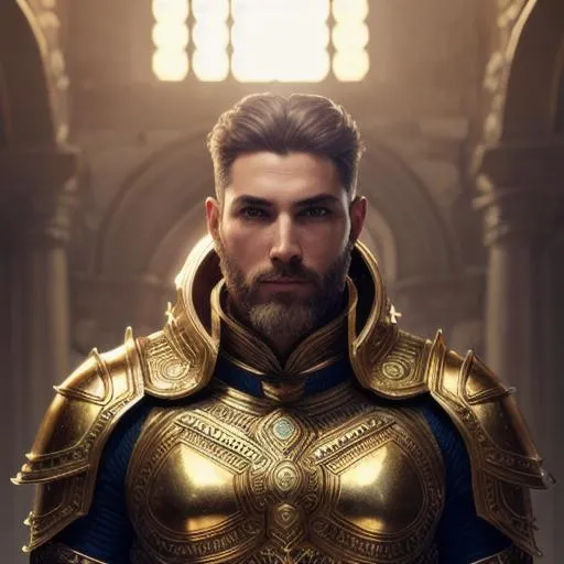 Prompt: full body, warrior, hyper detailed armor, gorgeous man, god, perfect face, perfect, 8k eyes, intricate details, insanely detailed, masterpiece, cinematic lighting, 8k, complementary colors, golden ratio, octane render, volumetric lighting, unreal 5, artwork, concept art, cover, top model, light on hair, full body