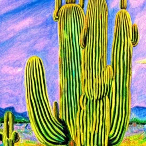 Prompt: Draw a saguaro cactus as if Monet had painted it