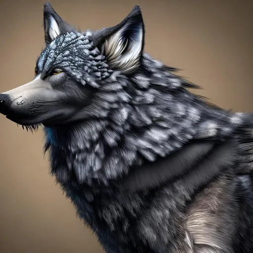 photo realistic image of a wolf crow