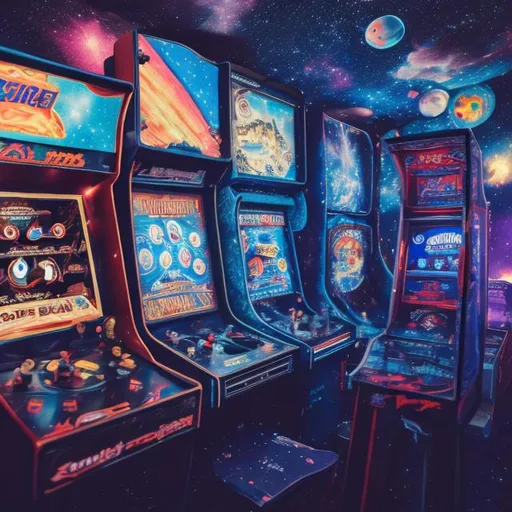Prompt: arcade machine in space
