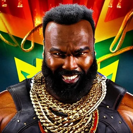 Prompt: {Mr. T} B.A. Baracus flying through the sky, airborne, accurate face, clouds,