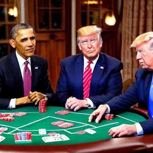 Obama, Biden and trump sitting around a table playin... | OpenArt