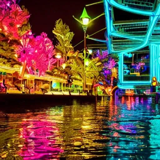 Prompt: an under sea city .8K beautiful neon light