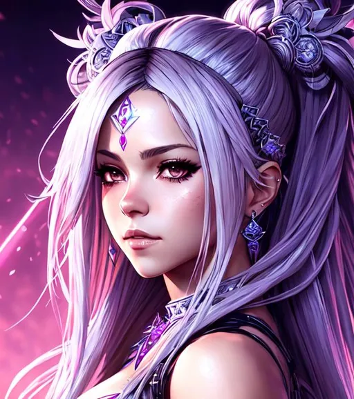 Prompt: Manga cover art. Shakira, wearing Dancer artifact gear from FFXIV, intricate cyberpunk tribal village, realistic face, emotional lighting, character illustration by Ilya Kuvshinov, ethereal, jewelry set balayage wild hair, royal vibe, highly detailed, digital painting, Trending on artstation , HD quality, Big eyes