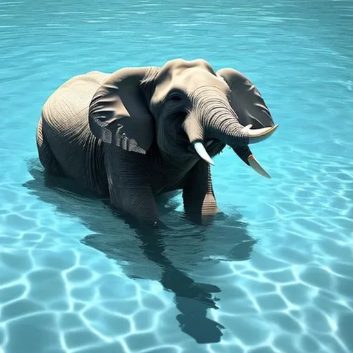 Prompt: an elephant 
 swimming in pool