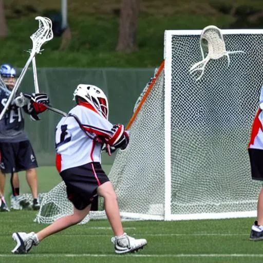 Prompt: Lacrosse Goalie making a save