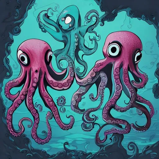Prompt: Octopuses, ghosts