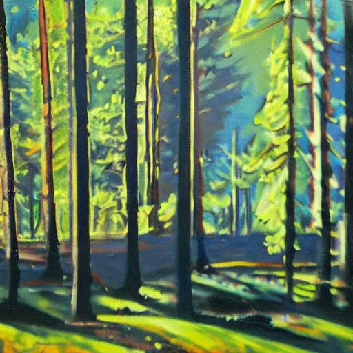 Prompt: painting of a 70s photograph of a forest 
