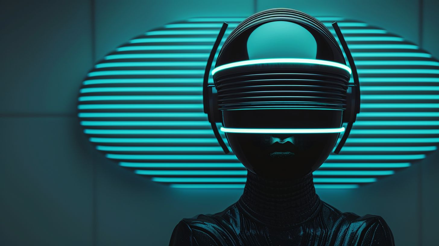 Prompt: a man in a futuristic helmet stands above his head, in the style of cubo-futurism, social media portraiture, 8k, b-movie aesthetics, expressive characters