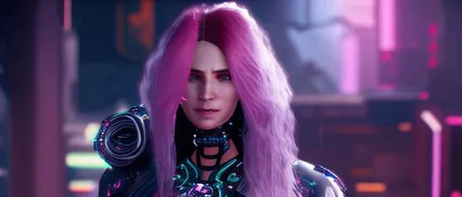 Prompt: cyberpunk 2077 spider murphy Age- 28
 Gender -Female
Hair Color -Red[1]
Equipment- See Equipment