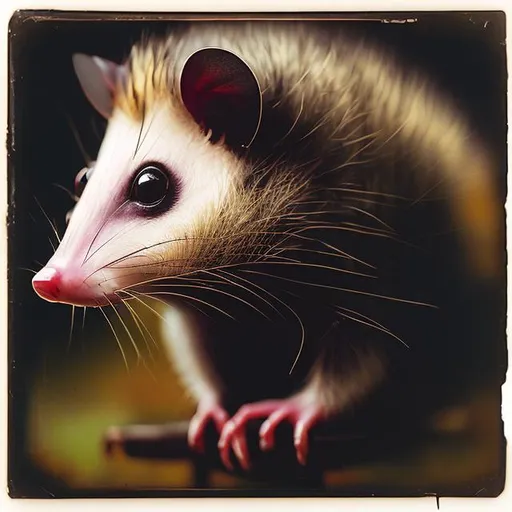 Prompt: Kodak portra 4 0 0, wetplate, fisheye,  1 8 8 0 s opossum 
portrait, trending on artstation