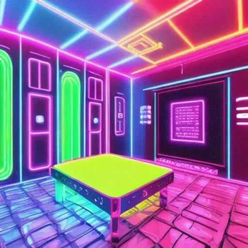 Prompt: Disco room with neon effect
