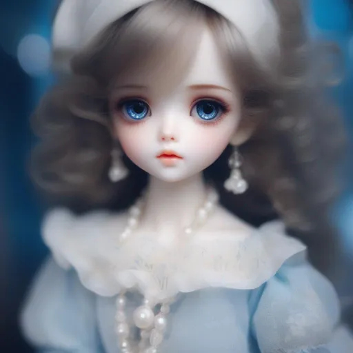 Prompt: (ultra high quality) lushill style, 10000000K UFHD clear and High resolution, high quality digital art, BJD doll with sad eyes, sadness cute doll illustration, creepy visual, cute and lovely visual, depressed_sadness, cute rebellious doll, soft skin, a profound feeling, soft backlight, bright blue eyes, full body portrait, sharp focus eyes, porcelain