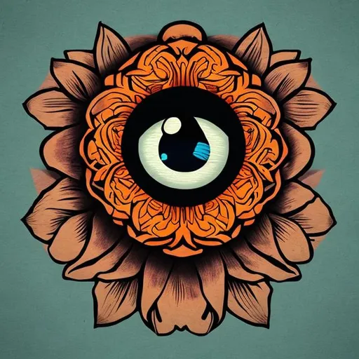 Prompt: flower with one eye, the obey art style