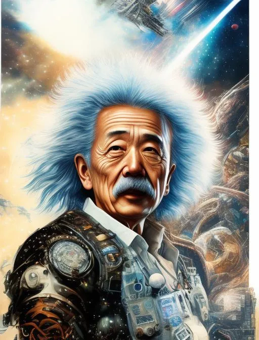 Prompt: (((Yoji Shinkawa))), sticker of ultra detailed portrait of Albert Einstein in space suit, full body, high quality cell shaded illustration in post apocalyptic style by Yoji Shinkawa, ((full body)), dynamic pose, perfect anatomy, centered, freedom, soul, brown long hair, approach to perfection, cell shading, 4k , cinematic dramatic atmosphere, watercolor painting, global illumination, detailed and intricate environment, artstation, cyberpunk, concept art, fluid and sharp focus, volumetric lighting, cinematic lighting, Art by Yoji Shinkawa, By Gustav Klimt

