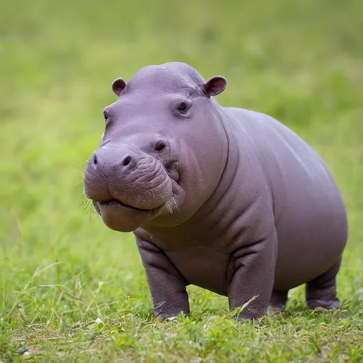 Prompt: cute baby hippo in the savanna