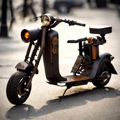 Prompt: Steampunk sit down electric scooter