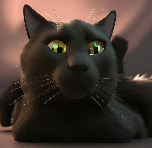 Prompt: a 3D digital Black Cat