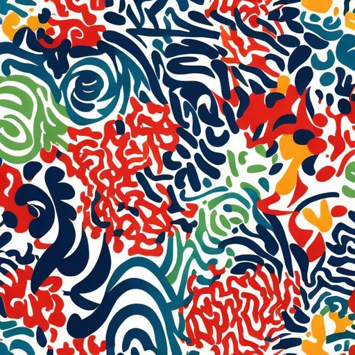 Prompt: Repeat pattern, Blending the color palette of post-impressionism with the bold patterns of Marimekko and Josef Frank, this design transforms into an impressionist fusion. Brushstrokes and shapes dance together, evoking the spirit of artists like Seurat and Signac, while maintaining a contemporary and lively pattern.