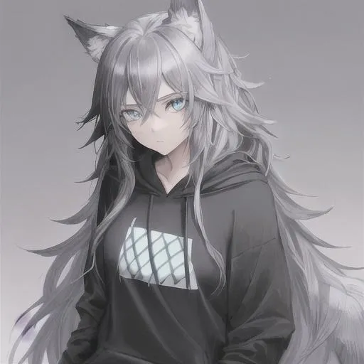 Anime Wolfcut Layered Messy Hair White to Black