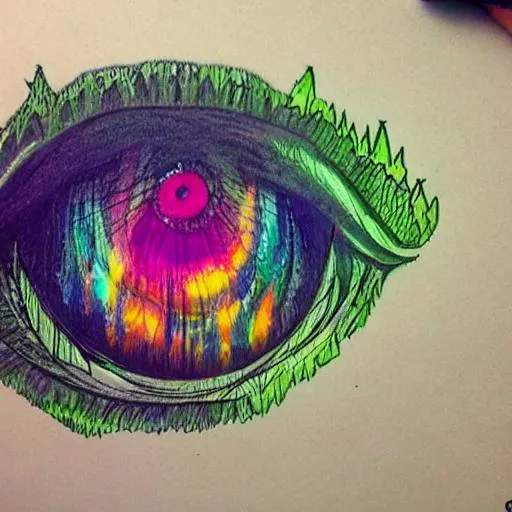 trippy eyeball drawing