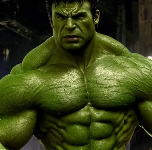 Prompt: chris evans as the incredible hulk movie still, muscular, green skin