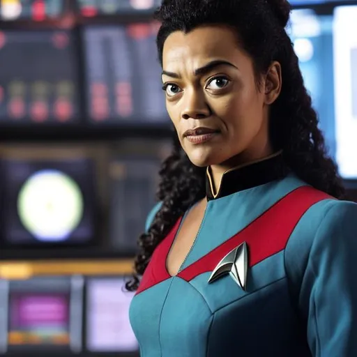 Prompt: Freema Agyman in a Starfleet Uniform.