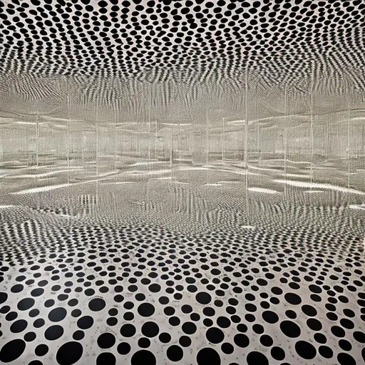 Prompt: view from center of Yayoi Kusama’s Infinity Mirrored Room-Longing for Eternity