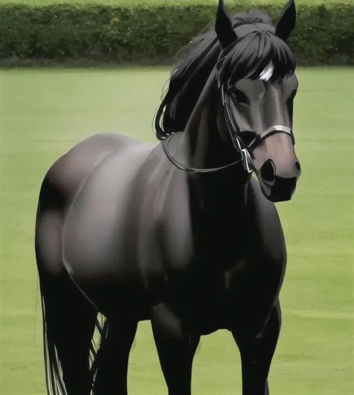 Prompt: a beautiful stuning black horse, good proportion, perfect symetrical