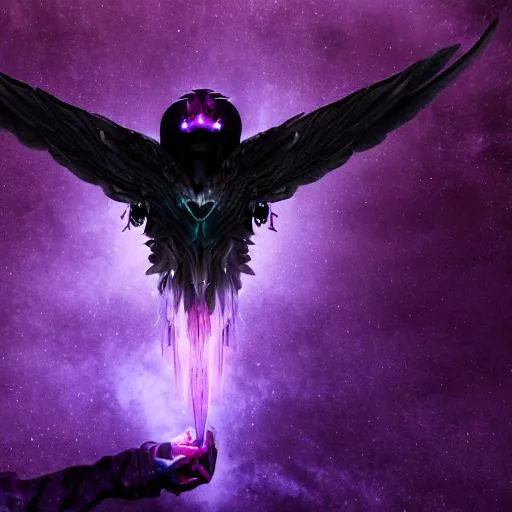 Prompt: Omen from valorant flying in dark and purple shadow,stuff in hand,UHD,8K