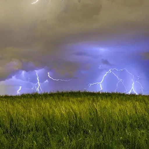 Prompt: lightning and grass