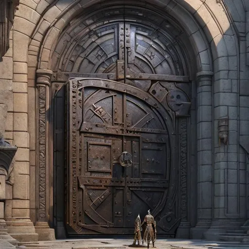 giant metal door, castle, fantasy art, octane render...