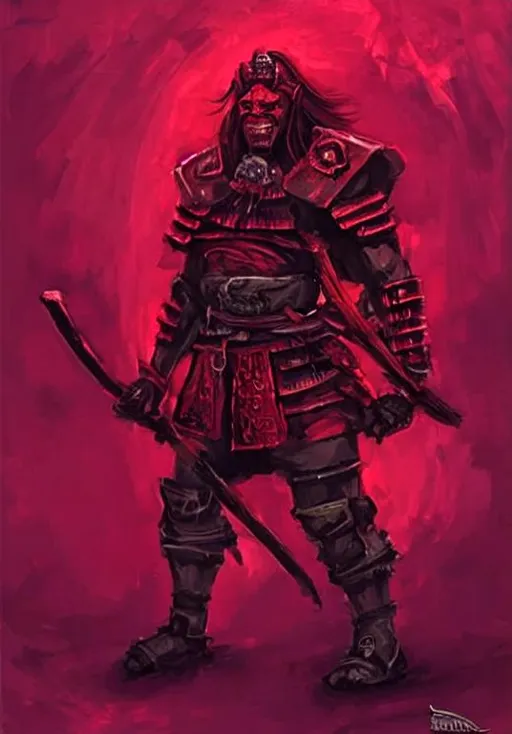 Prompt: Red Orc Samurai