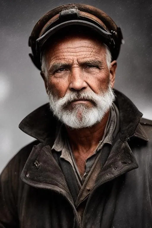 a portrait of an old coal miner in 19th century, bea... | OpenArt