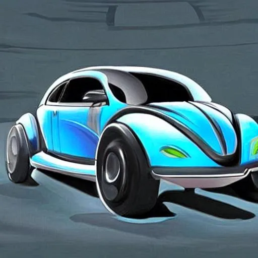 Prompt: concept art of a futuristic beetle car